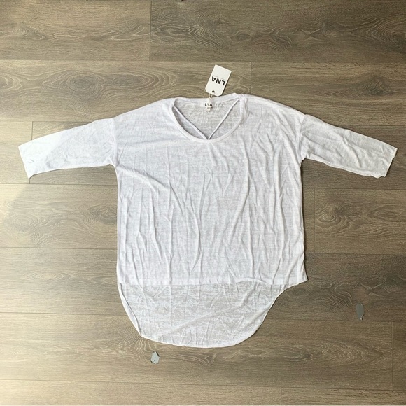 LNA Cape Strap Tee Top Burnout 3/4 Length Sleeve White Size Small - Picture 5 of 16